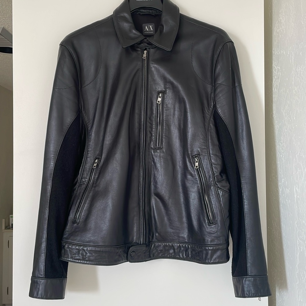 Armani exchange leather jacket, men